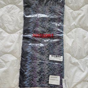 NEW MISSONI PURPLE, SILVER, AND BLACK SCARF IN CLASSIC MISSONI ZIG ZAG PATTERN